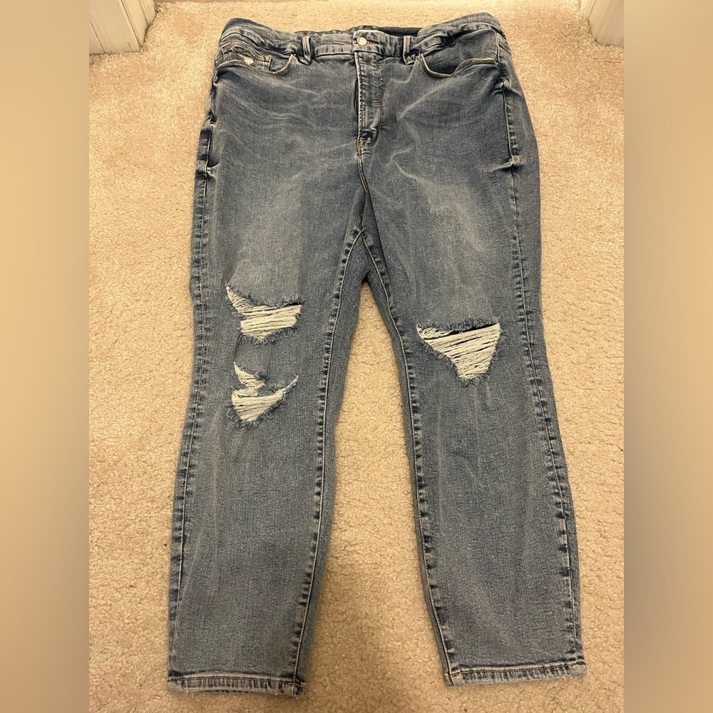 Good American Good Waist distressed stretch skinny jeans plus size 20